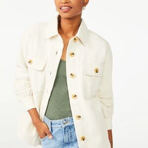 Free Assembly wool blend shacket Cream Utility Jacket